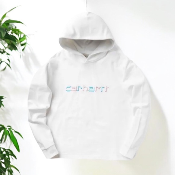 NEW CARHARTT Hoodie Sweatshirt White Pastel Logo Women’s Size Small FAST SHIP - Picture 8 of 9